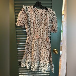 Ulla Johnson pink floral ruffle short dress size small